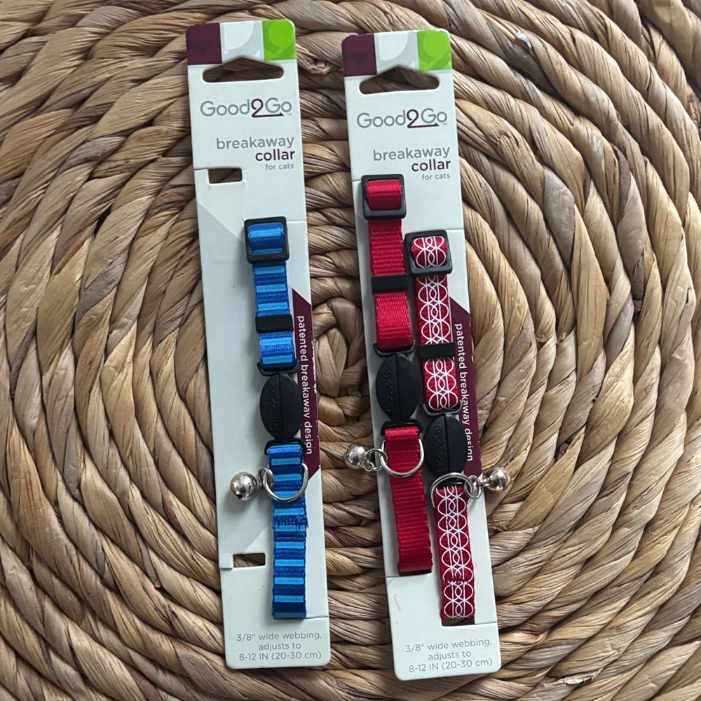 Good2Go cats Breakaway Collar Set in Blue and Red with Bell